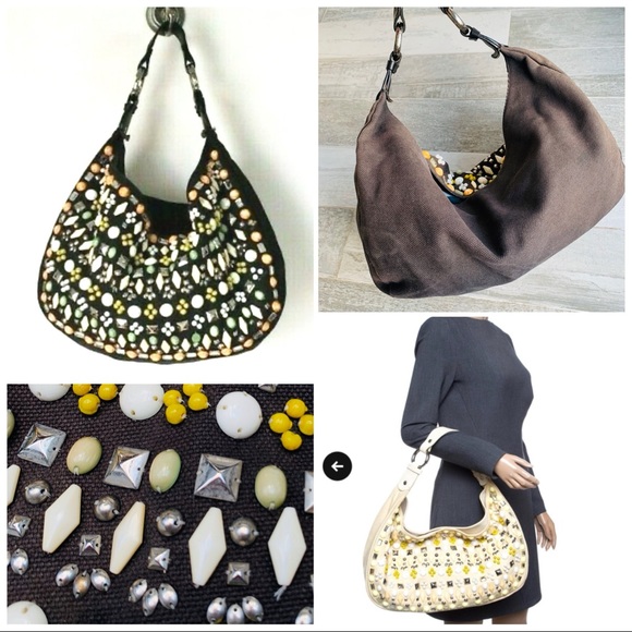 Chloe Beaded Studded Heavy Leather Big Hobo Slouchy Bag - Picture 3 of 16